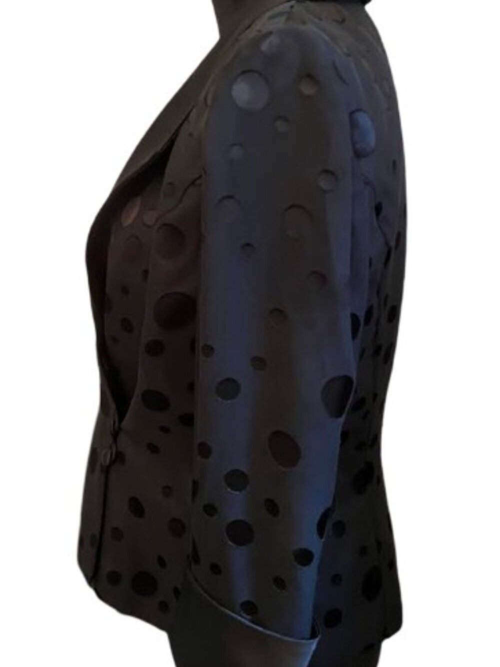 Alex Evenings Vintage 1990s Black Polka Dot Blazer with Sheer Sleeves Medium EUC - Picture 5 of 11